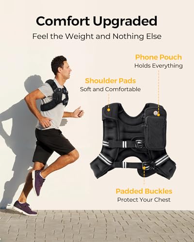 Image of PACEARTH Weighted Vest,6lb /8lb /10lb /12lb /16lb /20lb /25lb /30lb Weight Vest with Reflective Stripe, Body Weight Vests for Women, Men, Weight Loss Workout, Strength Training, Running, Walking, Jogging