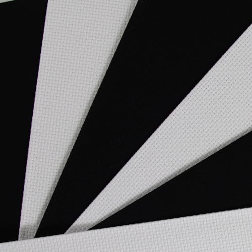Image of KCS 6 pc of 12 inch x 18 inch(30cmx45cm) 14CT Counted Cotton Aida Cloth Cross Stitch Fabric (White+Black)