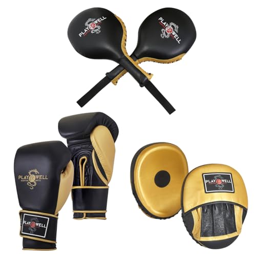 Gants de boxe en cuir Champion Series pour éviter les blessures au poignet avec pagaies de frappe