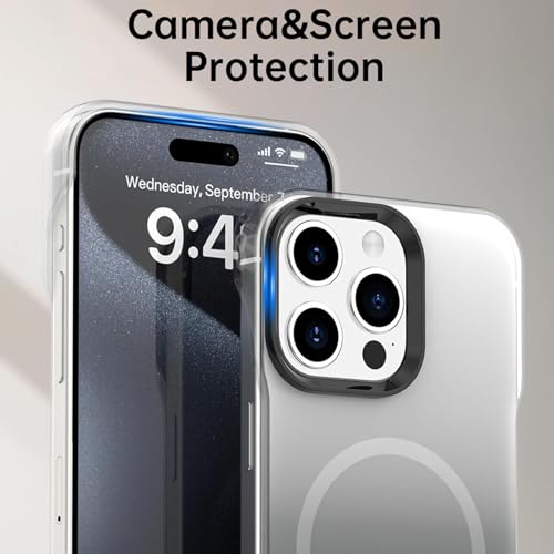 Coque iPhone 15 Pro MagSafe transparente sans bordure effet titane nu