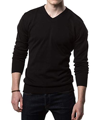 GALLERY SEVEN Cotton Mens Sweater - Lightweight V Neck MenΓ’β¬β’s Pullover - Black - Medium GALLERY SEVEN Cotton Mens Sweater - Lightweight V Neck MenΓ’β¬β’s Pullover - Black - Medium