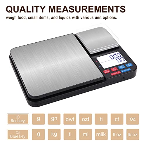 High Precision Household Kitchen Food Scale 0.01 Precision Jewelry Scale Seasoning,Double-Scale/Double-Precision Good Scale,Lcd Display Stainless Steel For Weight Loss Baking, Cooking Etc. #TOP4