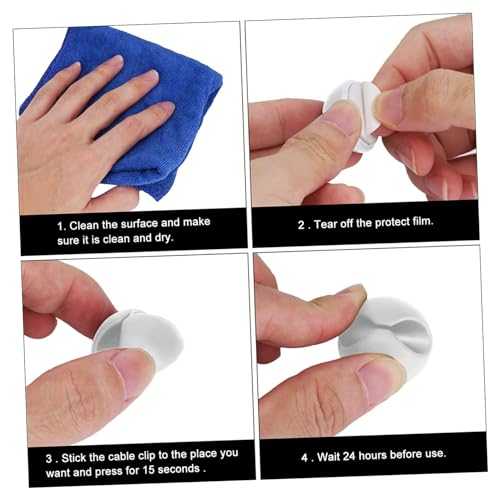 NUOBESTY 10pcs Clips Adhesivos para Cable Multipropósito para Organización de Escritorio y Hogar, Soporte Flexible para Cables, Gestión Versátil de Cables miniatura 6
