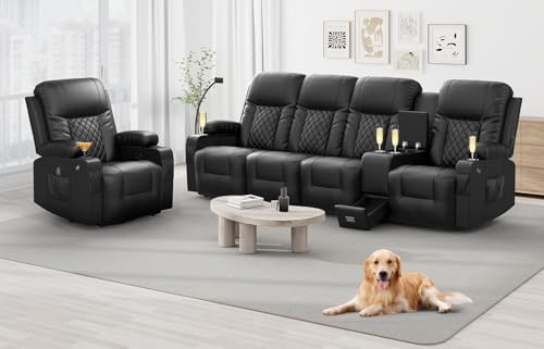 YONISEE Living Room Recliner Sofa Set with Massage
