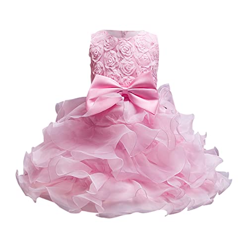 Vestido para niñas de cumpleaños, largo, elegante, sin mangas, de malla, vestido de niña de flores, vestidos de boda para niñas, rosa, 5-6 años