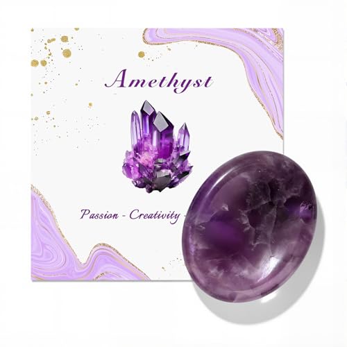 GolbalJew Amethyst Thumb Worry Stone for Anxiety Healing Crystals Sets,