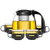 Teapots Glas-Teeservice Dicke, hitzebeständige Teekanne Elegante Tasse Büro Teezeremonie Tasse Kommt mit Filter Haushalt Teekanne Teekanne Teekanne (Fassungsvermögen: 700 ml)