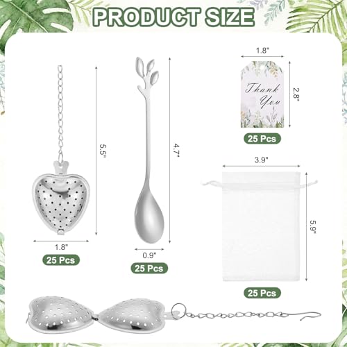 Boules à infuseur en forme de cœur pour souvenir de mariage rustique x25 - 3