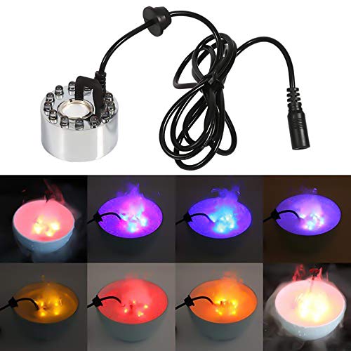 TPSKY 12 LED Light Ultrasonic Mist Maker Fogger, Water Fountain Pond Indoor Outdoor Underwater Lights,for Inndoor Outdoor Garden Fountain Accessories - Thumbnail 7