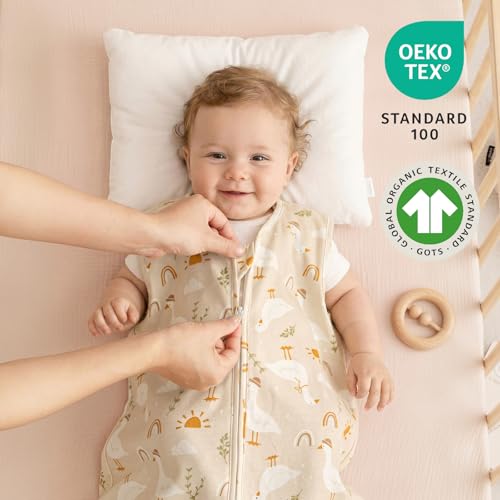 Image of david's kids 2 Pack 100% Organic Cotton Baby Sleep Sack 6-12 Months, Ultra Soft Baby Wearable Blankets with 2-Way Zipper, Comfy Sleep Sack for Infant Newborn Boys Girls Neutral, Medium Size, Duck