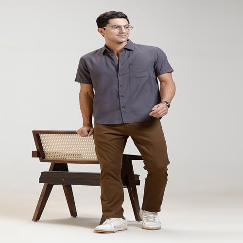 Image of BASICS Premium Cotton Stretch Formal Trousers for Men | Office Pants