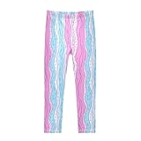 tplaotee Pink and Light Blue Stripe Pattern Doodle Art Shorts for Teen Girls Stretchy Cotton Sports Shorts Swimsuit Under