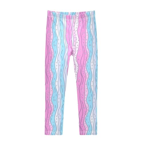 tplaotee Pink and Light Blue Stripe Pattern Doodle Art Shorts for Teen Girls Stretchy Cotton Sports Shorts Swimsuit Under