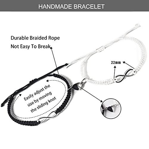 Image of COLORFUL BLING 2Pcs Infinity Distance Couple Braided Handcrafted Luck Bracelet Bangle Adjustable Rope His and Hers Wristband Wrist Jewelry