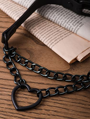 Sacina Goth Heart Chain Choker Necklace, PU Leather Choker, Gothic Punk Grunge Emo Necklace, Halloween Christmas Jewelry Gift for Women, Men4