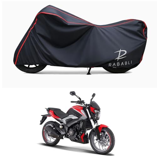 Image of Waterproof Bike Body Cover Compatible for | Bajaj Dominar 250 STD | Taffeta Fabric, Red Piping Design, Bottom Elastic Fit | Dustproof, Sun UV & Rain Protection for All Bikes
