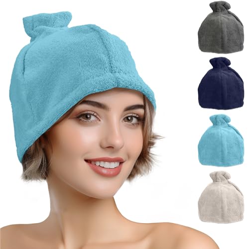 JEMIDI Saunahut aus Baumwolle - weiche Saunamütze für Damen und Herren - Unisex Kopfbedeckung - Sauna Hut - Mütze in Mint Grün