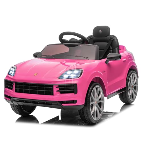 LALAHO Voitures électriques pour Enfants avec Véhicule Électrique 12V Télécommande 2.4G, Véhicule électrique Enfant 2 Portes avec MP3 (Porsche Rose)