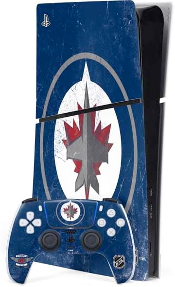 Skinit Decal Gaming Skin Compatible with PS5 Slim Digital Edition Bundle - Officially Licensed NHL Winnipeg Jets Distressed Logo Design