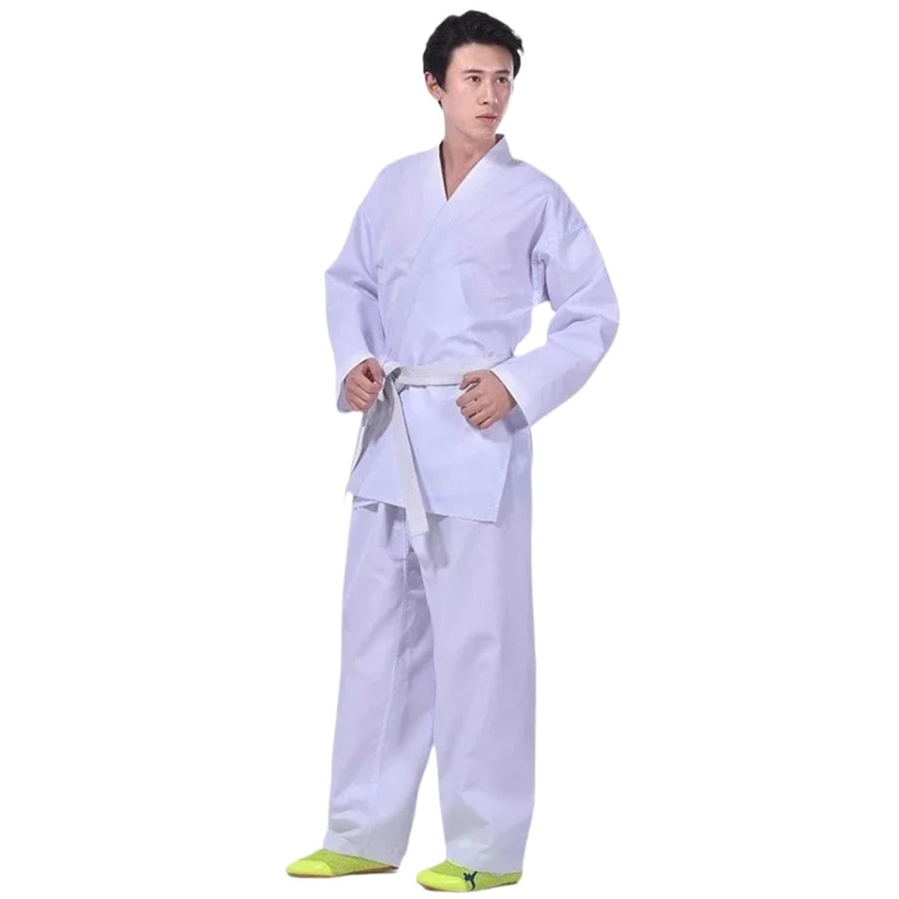 Traje De Judo Trajes de Judo, Uniforme de Karate Gi, Cinturilla elástica for Entrenamiento Deportivo, Gimnasio con cinturón Blanco(120cm)