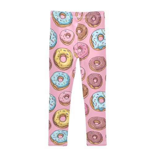 Cartoon Donuts Pink Girls Casual Leggings for Kids Printed Long Pant Bottoms Stretch and Soft2