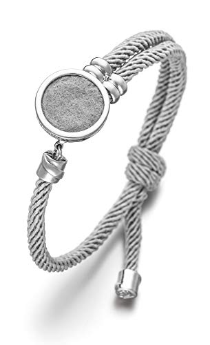 Lunavit Pulsera de Aroma Nylon y latón Fionda para Mujer con Incrustaciones de Fieltro para Perfume o Aceite Esencial, Gris/Plateado