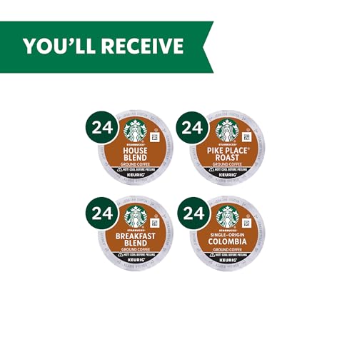 Image of Starbucks K-Cup Coffee Pods, Medium Roast Coffee Variety Pack for Keurig Brewers, 100% Arabica, 1 Box (96 Pods)