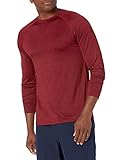 Amazon Essentials Men's Tech Stretch Long-Sleeve T-Shirt - Discontinued Colors, Red Heather, Medium