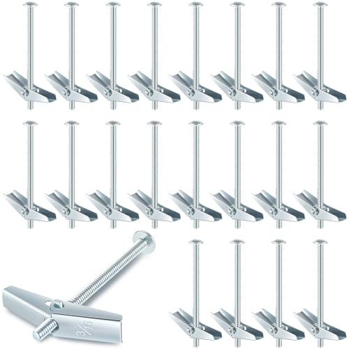 Yaocom 50 Pcs 3/16" X 3" Toggle Bolts and Wing Nut Wall Anchor for Drywall