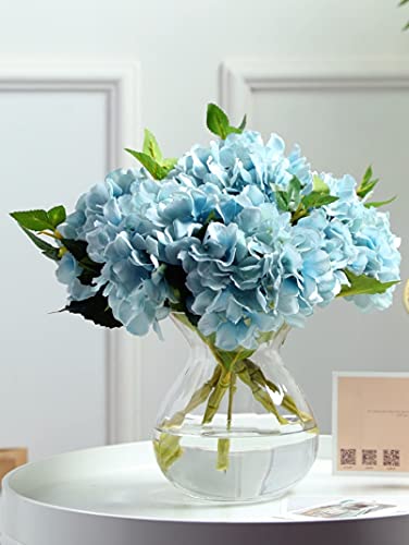 WANGCHAO Artificial Hydrangea Flowers Set of 3 Artificial Silk Flowers California Fake Beautiful Hydrangea Bunch Bouquet Flower for Home Wedding Party DÃ©cor(Blue 3-Pack)