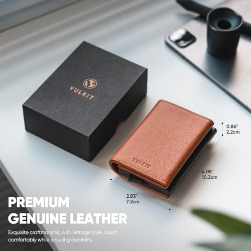 Image of VULKIT Pop up Wallet Minimalist Cash Wallets RFID Blocking Leather Smart Credit Card Holder with Magnetic Closure for Men