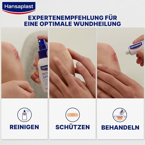 Hansaplast Wundspray (50 ml), zur antiseptischen Wundreinigung durch mechanische Spülung, Spray schützt vor Wundinfektionen, farblos und besonders hautfreundlich (Packung mit 2)