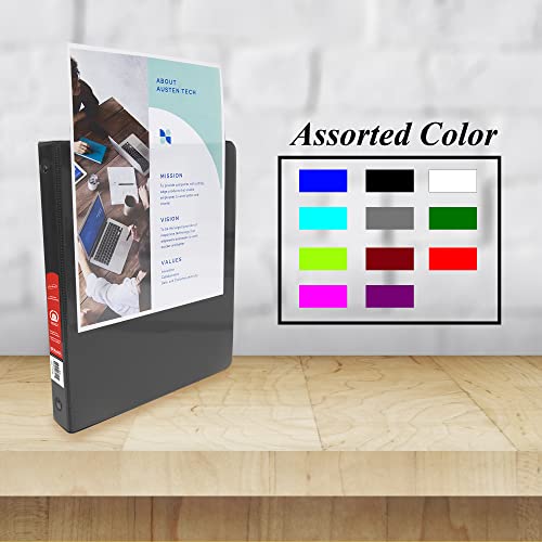 Image of BAZIC Products 1 /2 inch Black 3-Ring View Binder, Round Ring, 12-Case | round rings, 1 /2 in Black view 3-ring binder, 2 inside pockets, holds up to 100 sheets, Durable poly cover, 2 Pockets