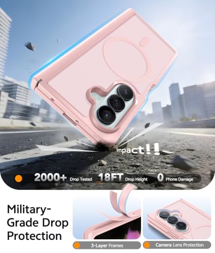 Image of FNTCASE for Samsung Galaxy Z Fold 7 Case: Galaxy Z Fold 8 Ultra Case [Hinge Protection + Screen Protector] [Fit for Magsafe] Military Grade Drop Protective, Translucent Matte Phone Cover - Light Pink