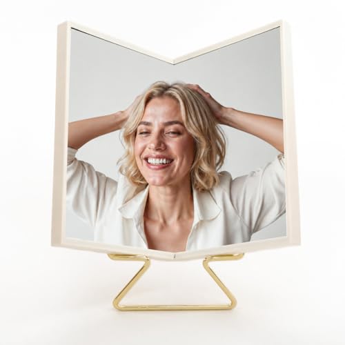 Realme V0 Non-Reversing Mirror with Stand True Reflection Desk Mirror for Makeup Hair Styling Grooming and Photo Check