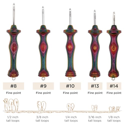 Image of The Oxford Punch Needle #10 (1 /4 inch Loop) Fine Point Punch Needle | Patented Design | Ergonomic Colorful Symfonie Wood Handle | Electropolished Steel Tip | Ideal for Rug Hooking