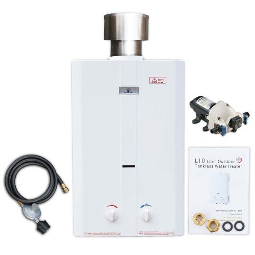Eccotemp L10 Portable Water Heater w/ EccoFlo Diaphragm 12V Pump and Strainer