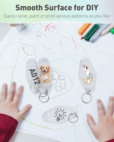 Uniclife 10 Pcs Modern Glitter Rhombus Keychain Tags, Clear Transparent Plastic Motel Keychains with Glitter & Key Rings, Customizable Luggage Tags & Room Labels3