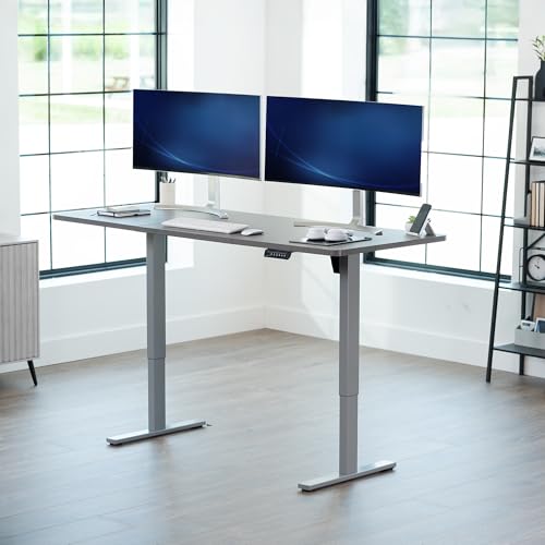Image of VIVO Electric 71 x 30 in Standing Desk, Memory Height Adjustment, 1B Series, Holds 220 lbs, Dark Gray Top Gray Frame, DESK-KIT-1G7G