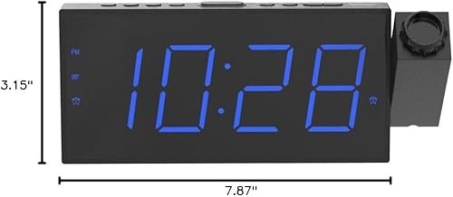 Miniatura 10 de OnLyee Reloj despertador de proyección para dormitorio, LED digital en techo y pared con carga USB para teléfono, respaldo de batería, proyector