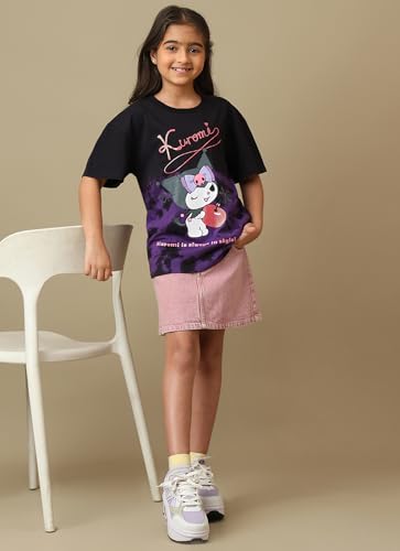 Image of Kidsville Official Hello Kitty Graphic Printed Relaxed Fit Cotton Tshirt for Girls