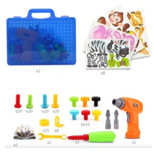 CREATIVE PORTABLE BOX 198 PEÇAS - BRINQUEDO EDUCATIVO BLOCOS DE MONTAR INFANTIL - MALETA COM PARAFUS
