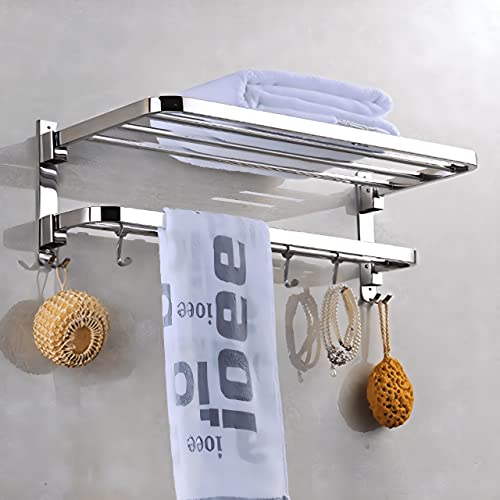 Plantex 304 Grade Stainless Steel Towel Hanger for Bathroom/Dual Folding Towel Rack/Towel Stand/Bathroom Accessories (24-Inch) Chrome (Image - 1)