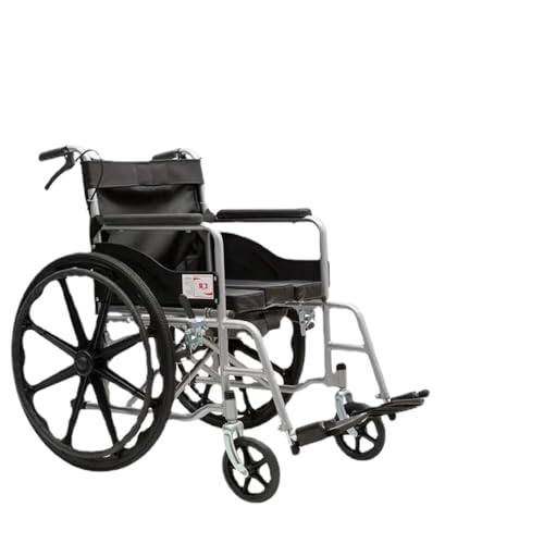 高齢者および身体障害者用のトイレ付き厚肉鋼管車椅子折りたたみ軽量車椅子 (一体型レザーシート)