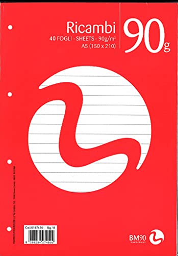 Cahiers classeurs format A5 feuilles de rechange perforées 1 rangée 90g