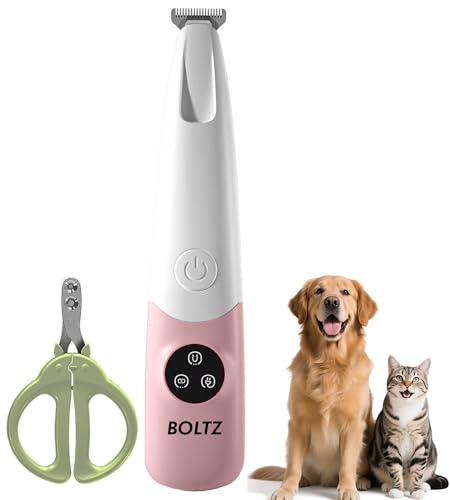 Image of Boltz Cordless Pet Paw Hair Trimmer with LED Light & USB Rechargeable - Precise & Quiet Grooming for Dogs & Cats + Free Double-Hole Nail Cutter (worth ₹400), Safe Stainless Steel & Ceramic Blade for Paws, Buttocks, Wounds