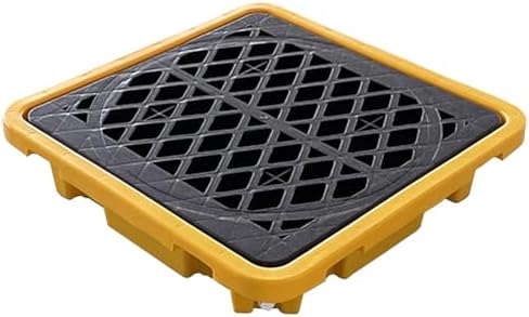 Leakproof Oil Spill Tray - Anti-Slip Containment Platform for Industrial Use - Modular Storage Pallet for Garage & Warehouses - Durable Polyethylene Paint Bucket Tray (One Color 26.57x26.57x5.91in)
