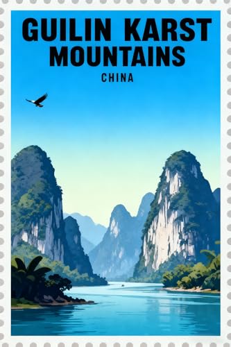 Vintage Metal Tin Sign Guilin Karst Mountains, China Aluminum Sign For Cafe Bar Garden Home Bathroom Art Decoration 16x12 inch