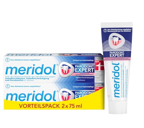 meridol Zahnpasta Parodont Expert 75 ml - Zahncreme wirkt antibakteriell und unterstützt so den natürlichen Heilungsprozess des Zahnfleisch (Packung mit 2)