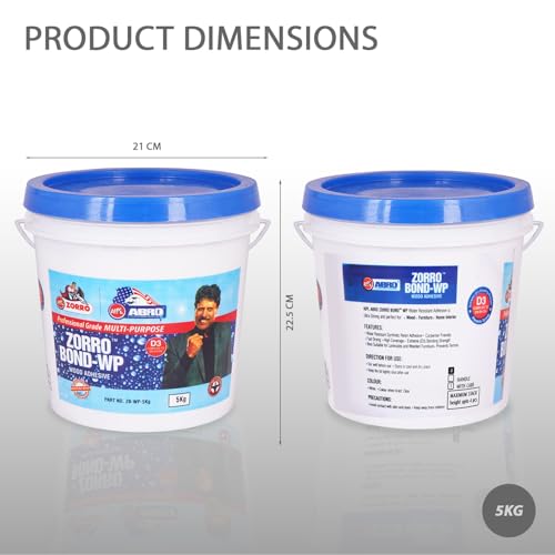 Image of ABRO ZORRO BOND-WP Wood Adhesive Professional Grade Multi-Purpose Water-Resistant Heavy-Duty Glue with Extreme High Bond Strength for Woodwork Furniture Home Office (5Kg)